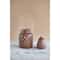 Handmade Reactive Glaze Terra-cotta Lantern With Cut-Outs & Rattan Wrapped Handle